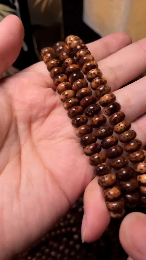 吊坠星月菩提精工级中珀花皮日式飞碟8*5长串