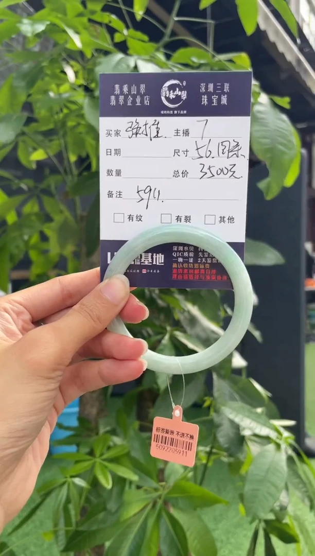 未镶嵌手镯翡翠Q 56圆条 5911