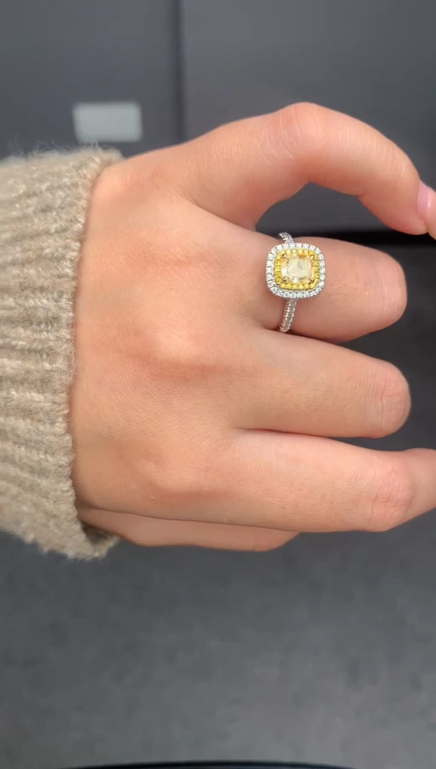 【闪购商品】钻石戒指/指环18K金镶嵌1.1ct黄钻戒指