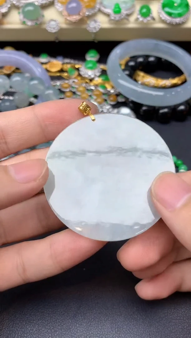 颈饰18K金镶嵌翡翠19-雪姐翡翠天天见