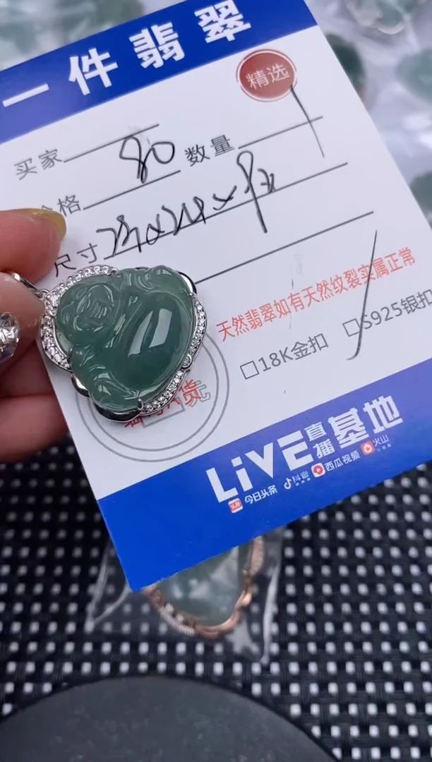 翡翠银S925镶嵌颈饰挂件