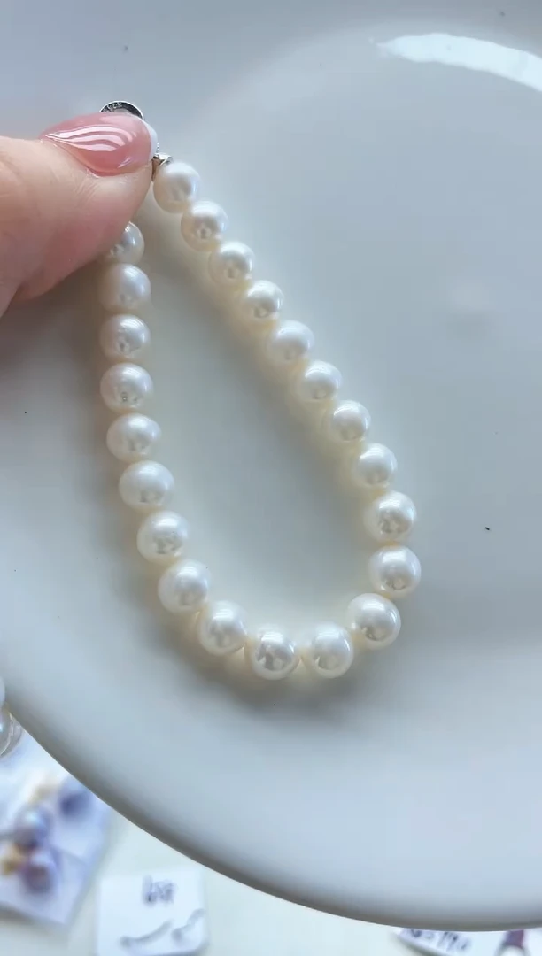 未镶嵌淡水珍珠手链7-8mm白珠手链