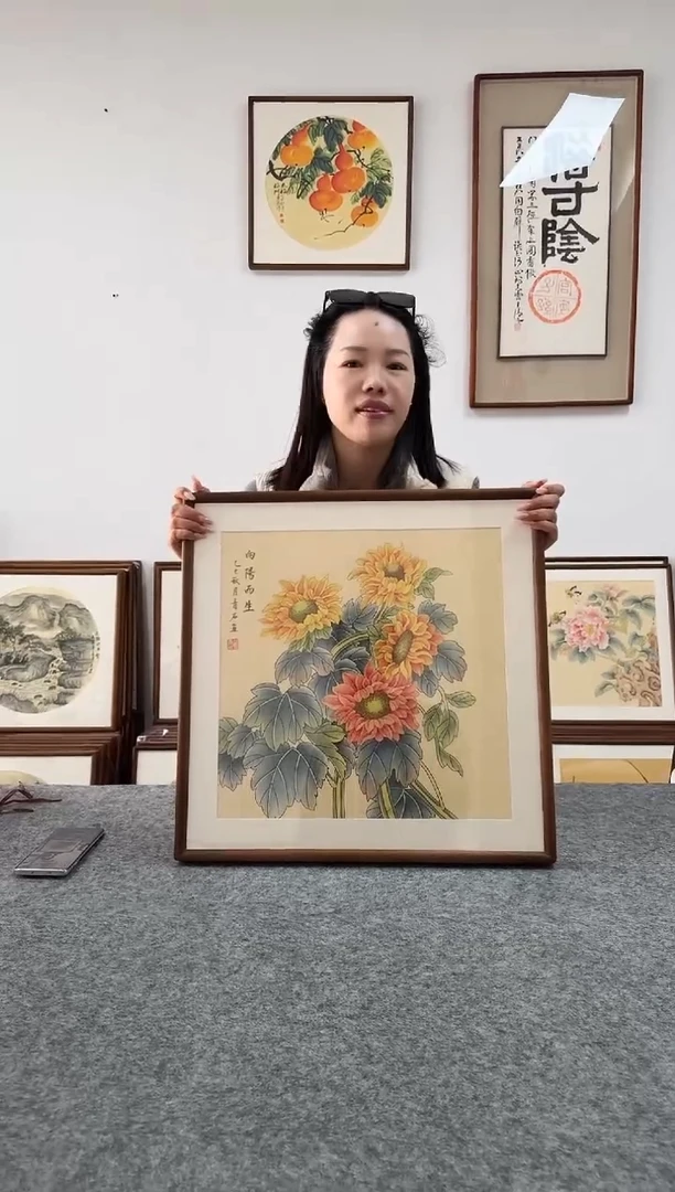 书法青石-向日葵-53*53绘画