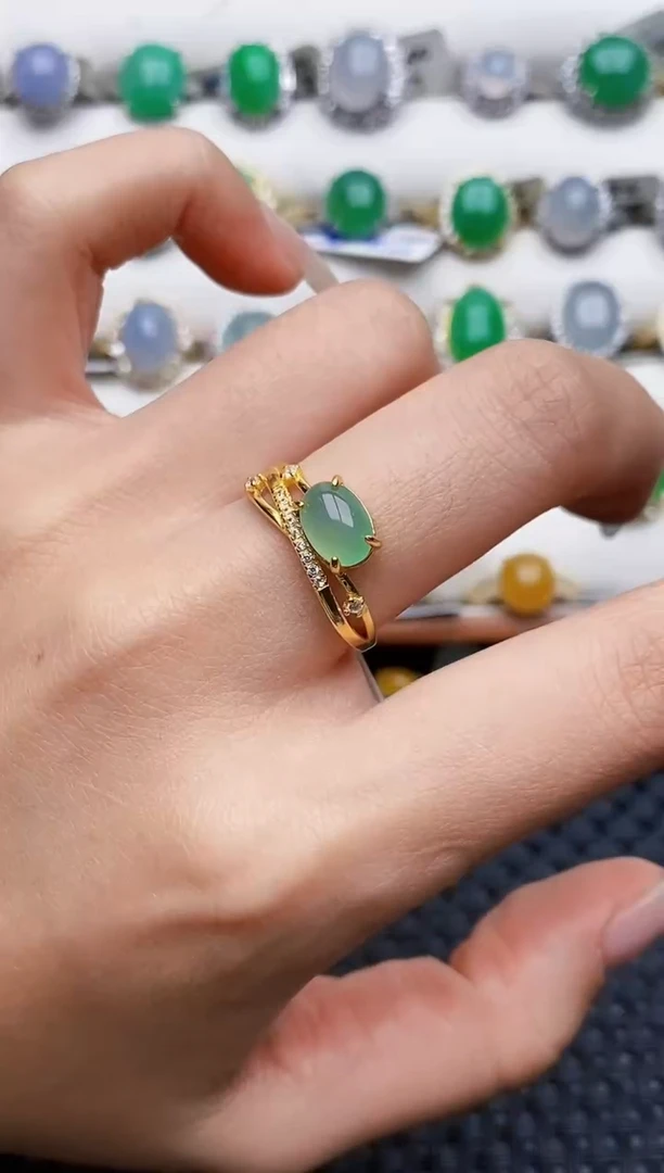 银S925镶嵌戒指翡翠2768