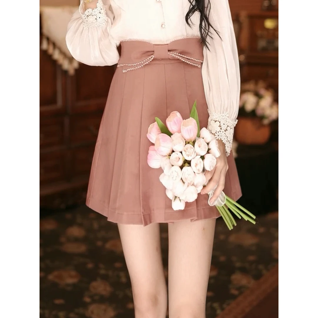 美丽【子苓】港味复古百搭显瘦高腰短裙31506