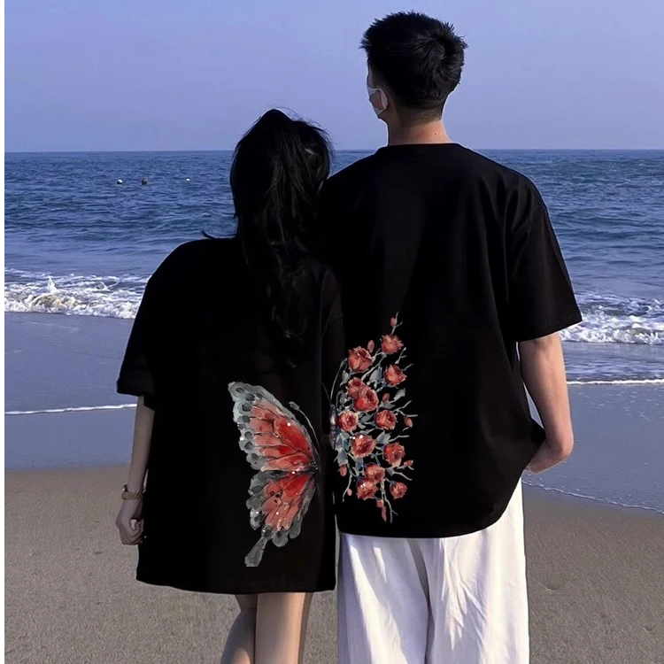 【两件装】不一样的情侣装t恤2025新款夏季高级感超好看的网红短袖