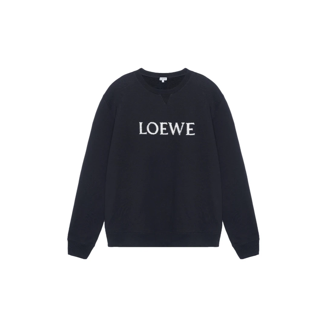 全新未使用 LOEWE/罗意威 字母刺绣圆领套头长袖卫衣 黑色