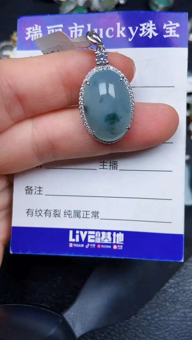 翡翠银S925镶嵌颈饰2475
