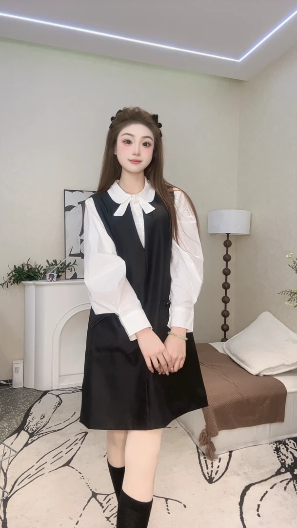 YOU家定制【连衣裙+衬衫】显瘦气质网红时尚百搭学院风连衣裙+衬衫