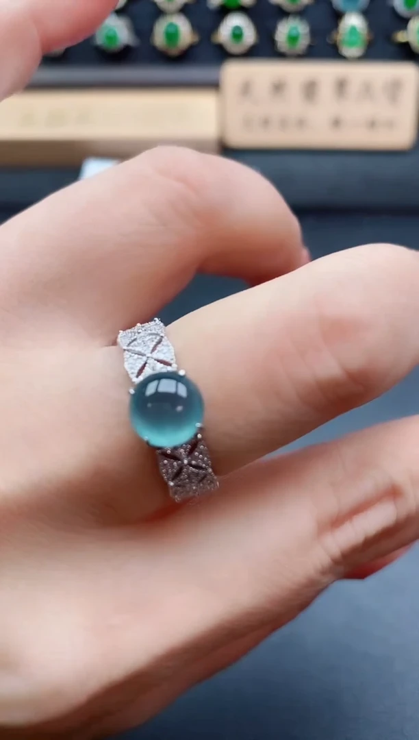 银S925镶嵌戒指翡翠1