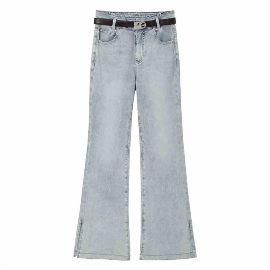 【ZS推荐】AVVENN新品休闲宽松显瘦百牛仔微喇裤牛仔裤AL11302597