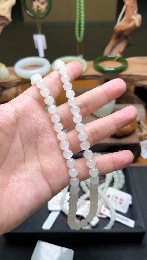 项链未镶嵌和田玉冰****姐卡8青海白玉 女神链