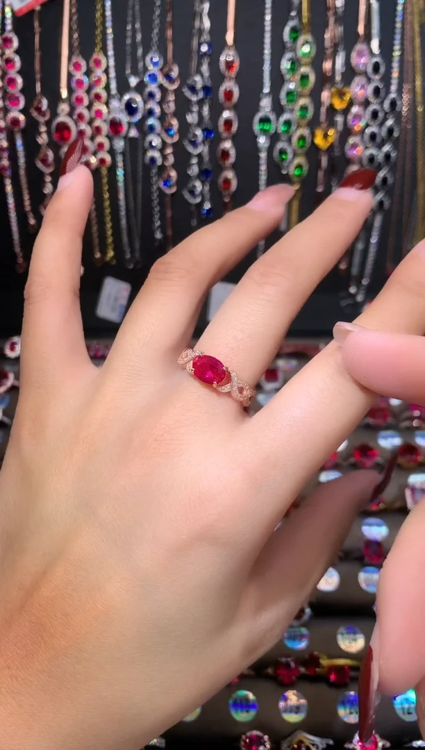 【闪购商品】红宝石戒指银S925镶嵌6.8玫瑰金