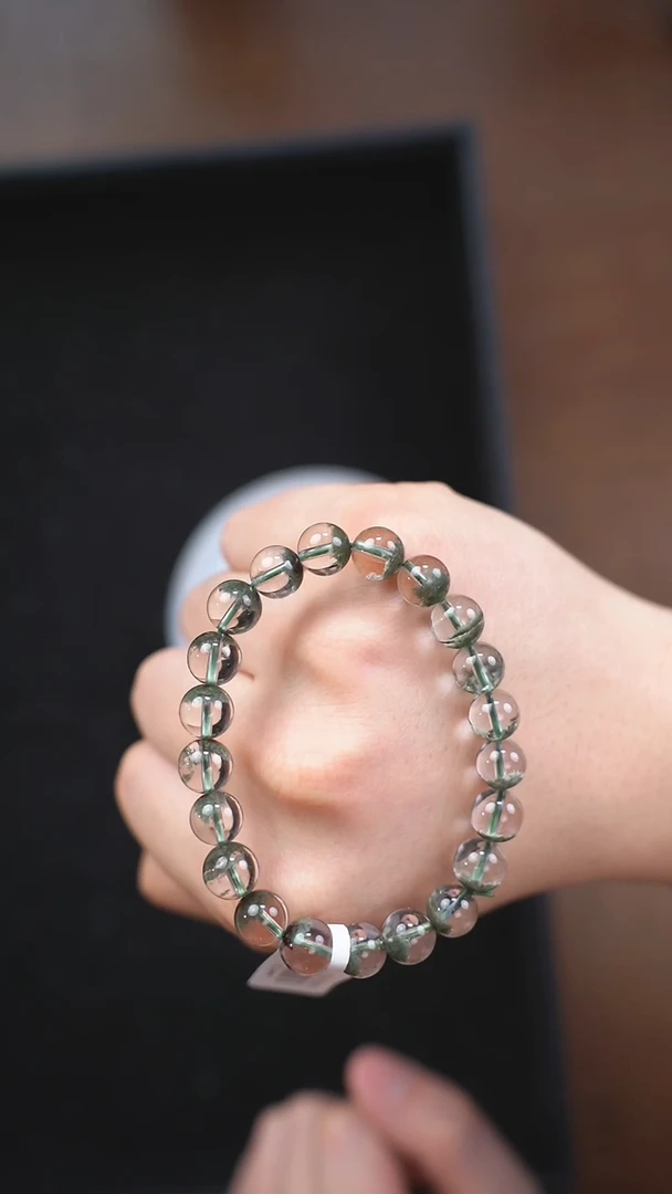 【闪购商品】水晶手链未镶嵌q139 绿幽灵手链8mm+