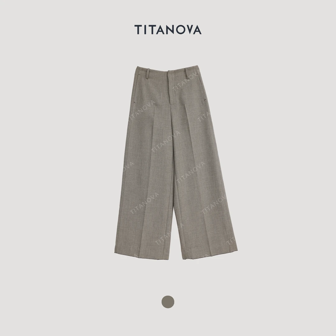 【苧不凡】木质调丨灰咖 高光时刻西装裤简约垂感直筒裤N5KZ0804