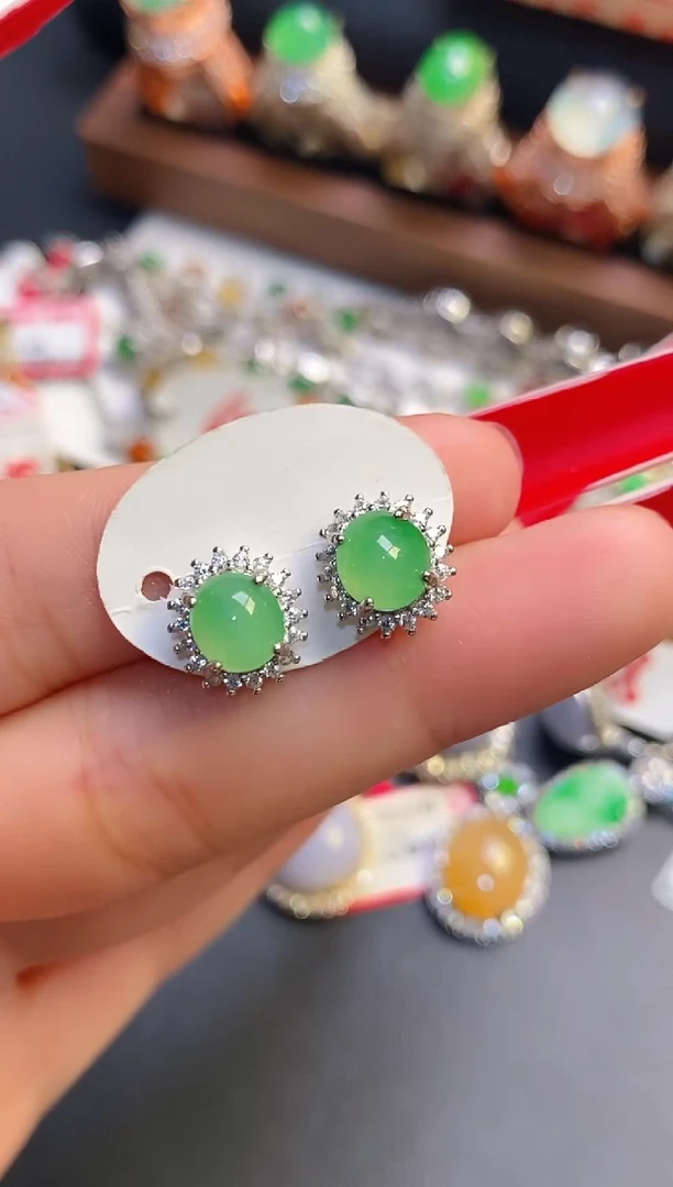 银S925镶嵌戒指翡翠天然