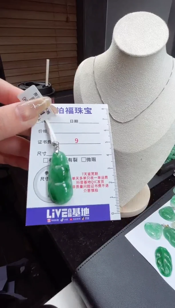 吊坠(赠链)银S925镶嵌石英质玉（非洲翠）31.290豆子