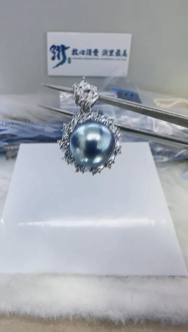 银S925镶嵌海水珍珠DA大溪地吊坠 y381