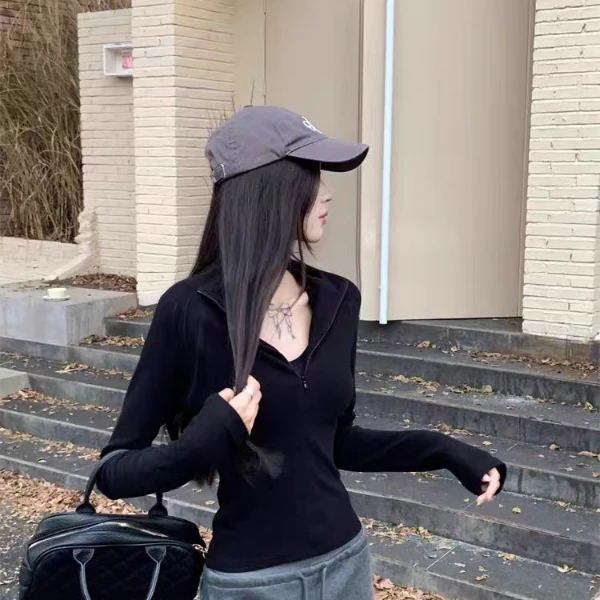 【宠粉浮力】半拉链收腰显瘦内搭秋冬长袖打底衫上衣女A97119