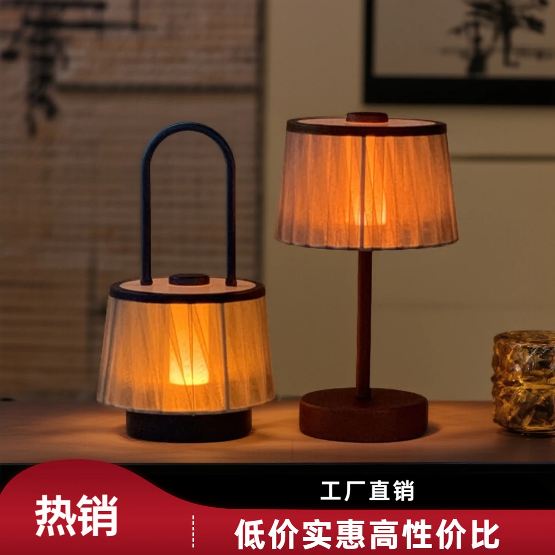 美式布艺氛围台灯usb台灯卧室床头灯书房民宿led小夜灯创意氛围灯