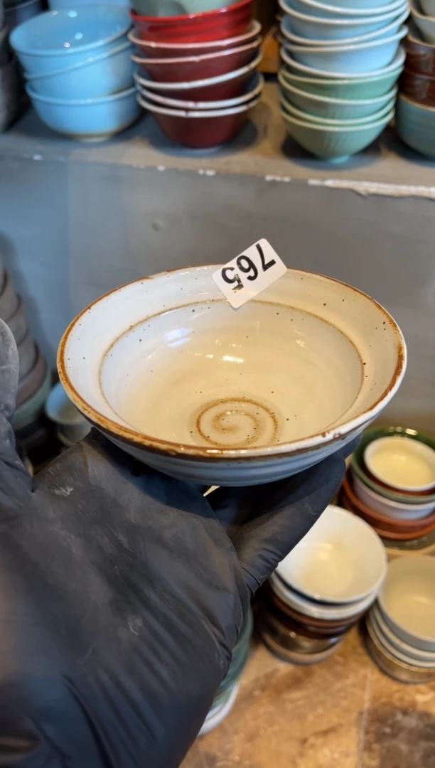 【闪购商品】瓷片765  白麻点双圆小碗1个