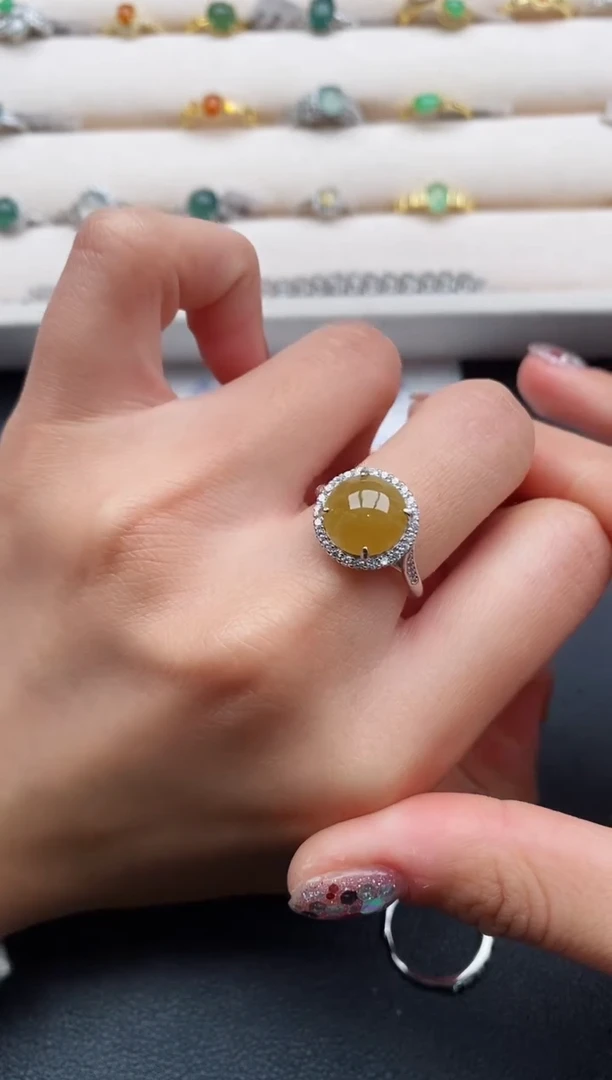 银S925镶嵌戒指翡翠666666+1