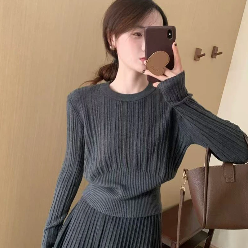 韩版女士全羊毛衫秋冬新款洋气长袖针织衫百搭轻奢时尚修身打底衫