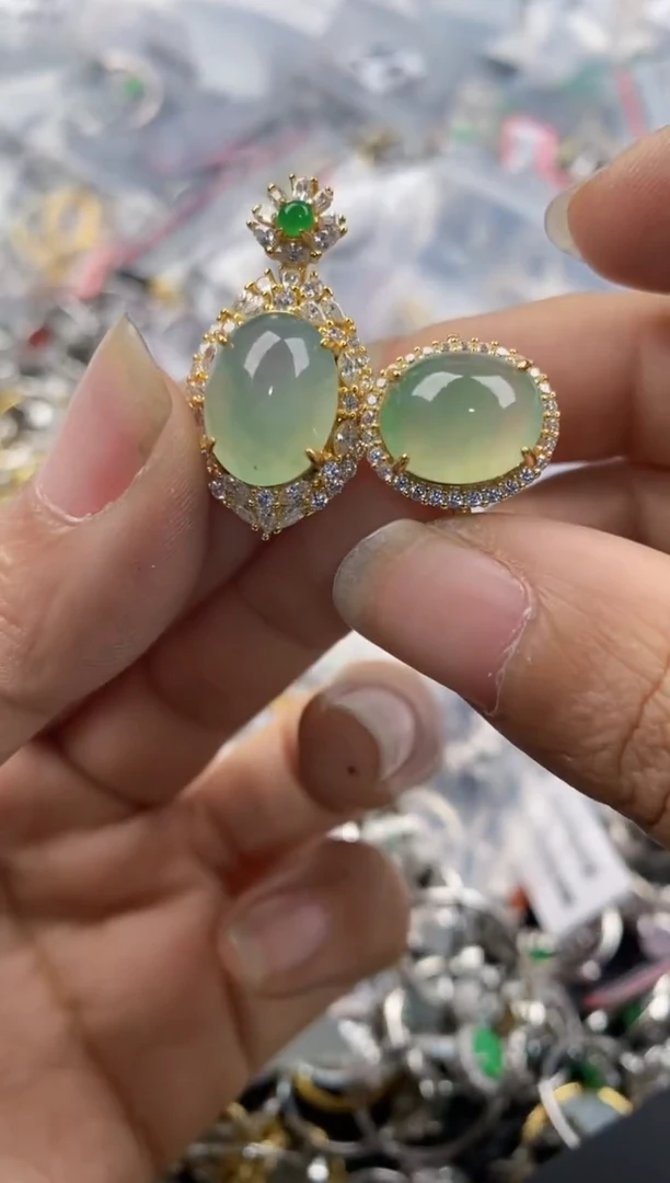 银S925镶嵌戒指翡翠11               10