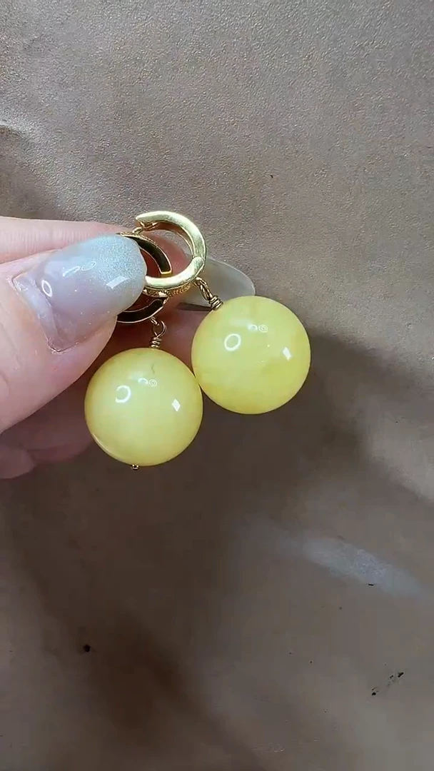 琥珀颈饰未镶嵌耳环