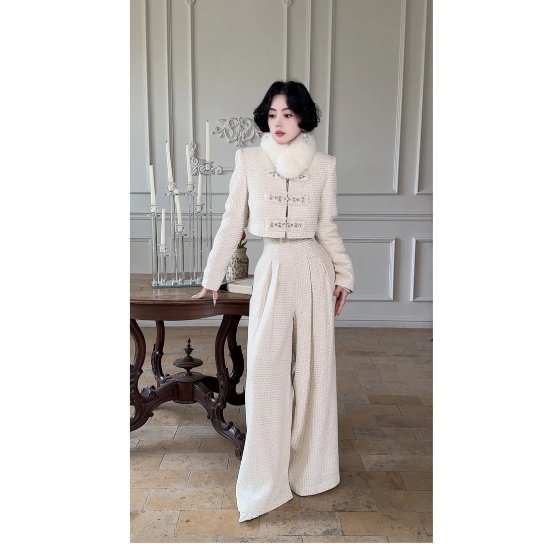 LYXJ【格林威雪景】秋冬复古气质高腰羽绒套装11477