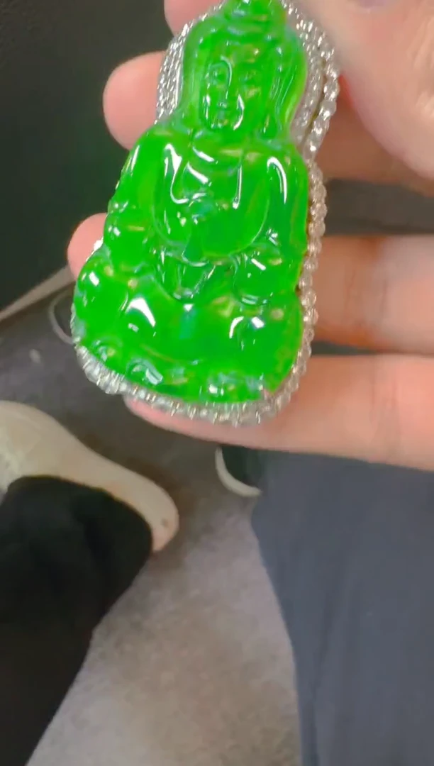 翡翠银S925镶嵌吊坠(赠链)天然a货翡翠