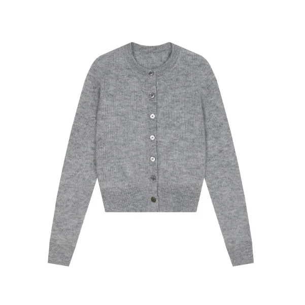 设计感时尚针织气质轻奢长袖圆领毛衣简约休闲百搭开衫上衣F8-52