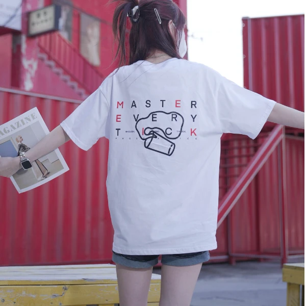 MEIKE/美克夏季潮男士时尚短袖情侣透气宽松简约百搭纯棉圆领T恤