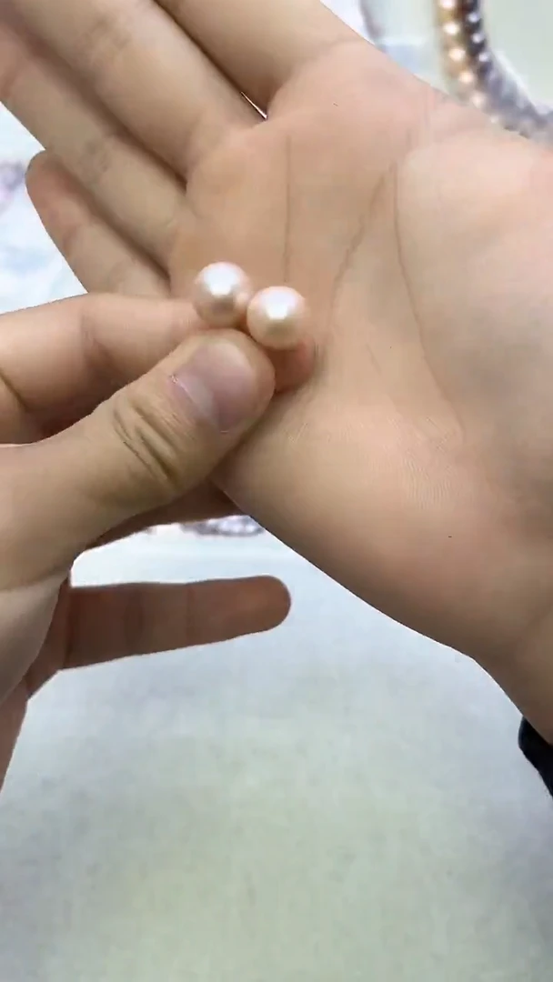 未镶嵌耳饰淡水珍珠粉紫色系耳饰11-12mm