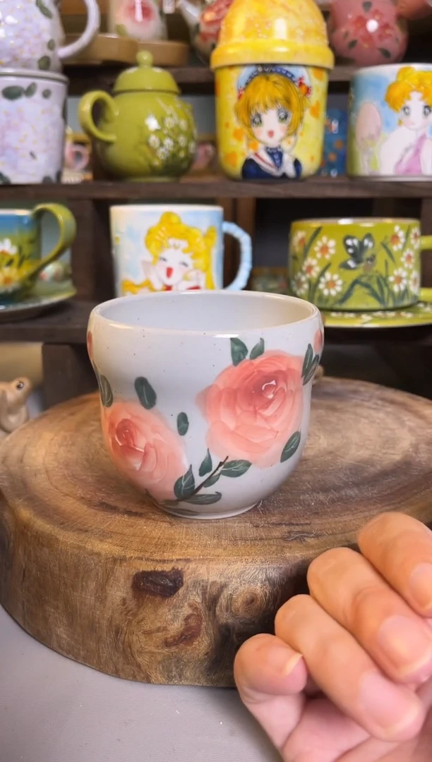 杯子手绘高温釉下陶瓷
