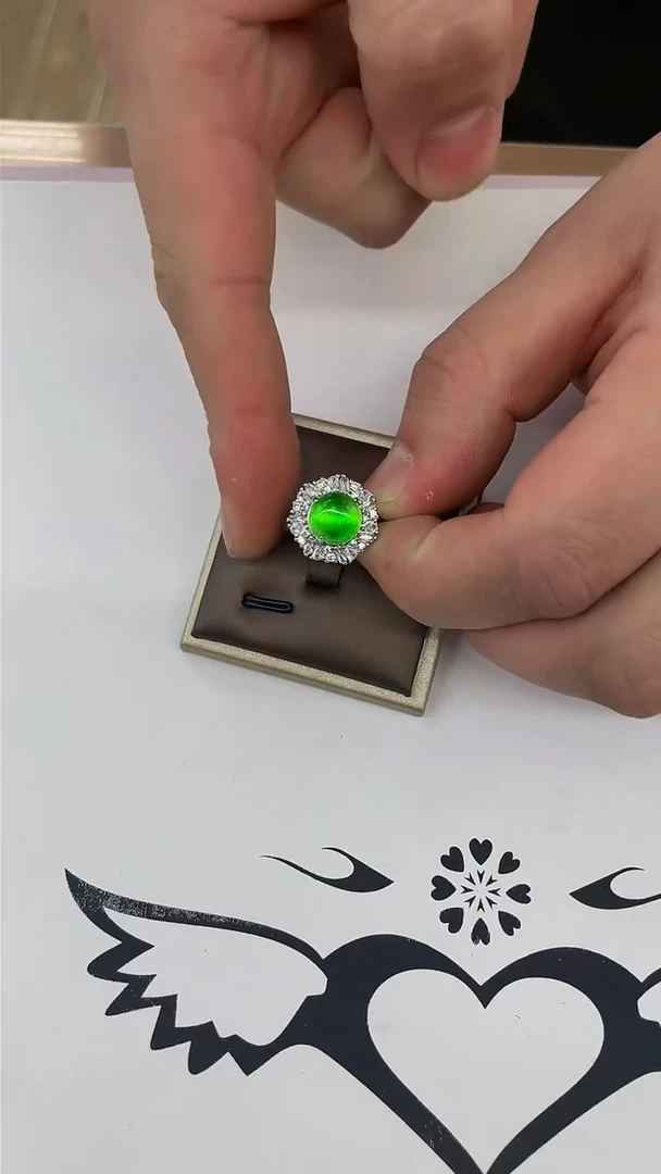 【闪购商品】翡翠戒指银S925镶嵌高货翡翠戒指213