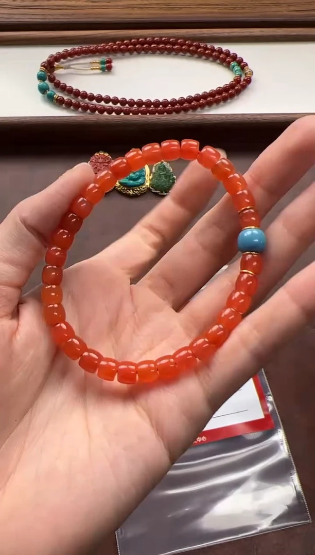 18K金镶嵌绿松石手串手串商*～手串手串