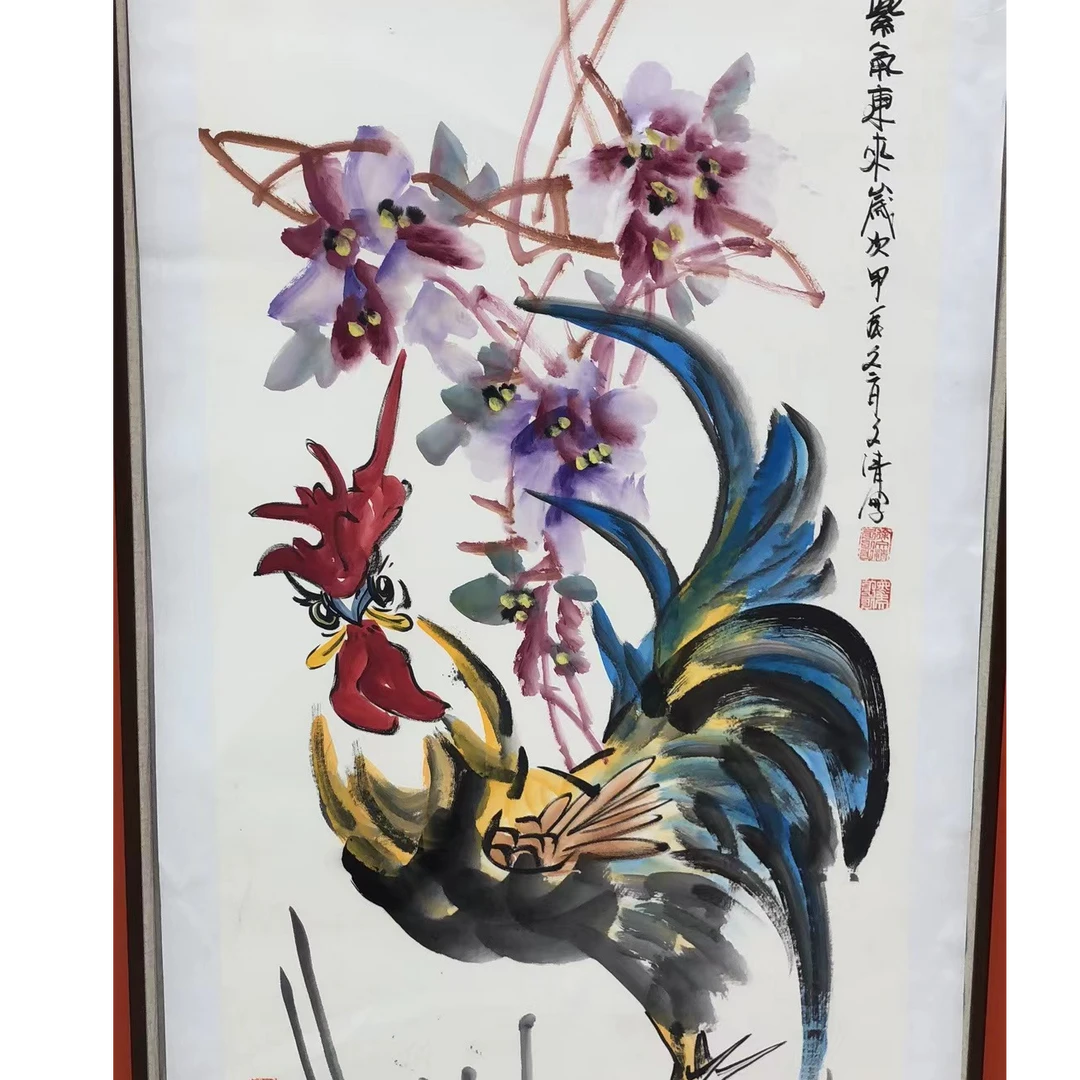 橱窗展示/暮雨文化/绘画/徐文清老师/宣纸国画/有证书紫藤鸡