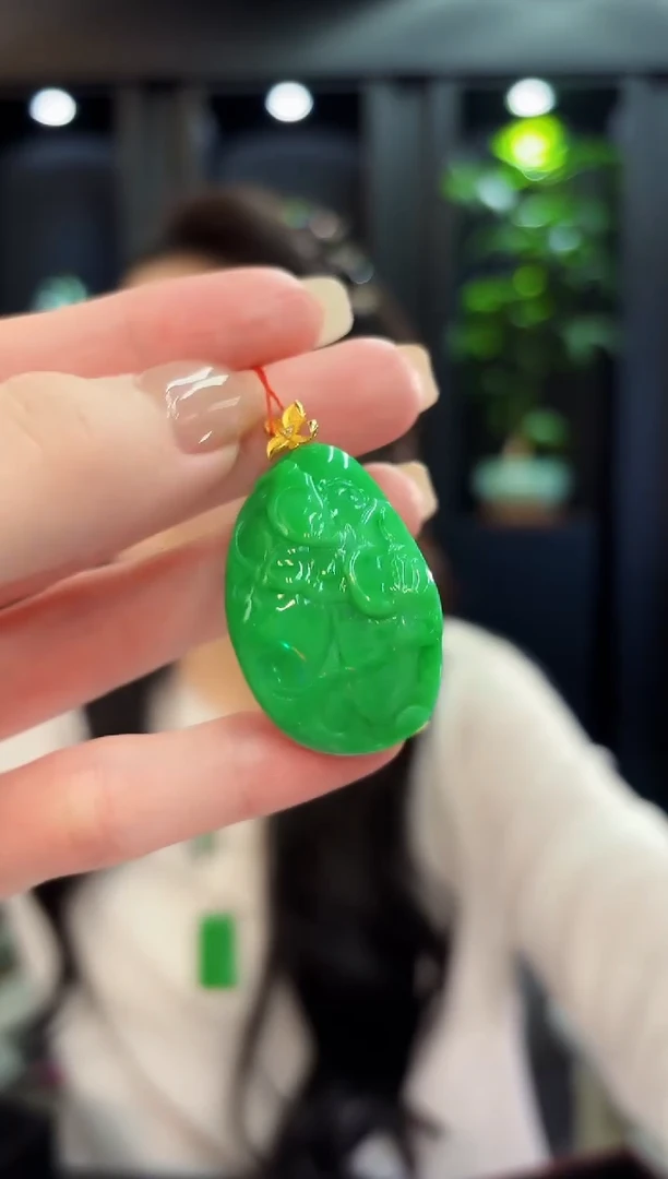 吊坠(不含链)18K金镶嵌翡翠 缅料A货/支持复检/一件