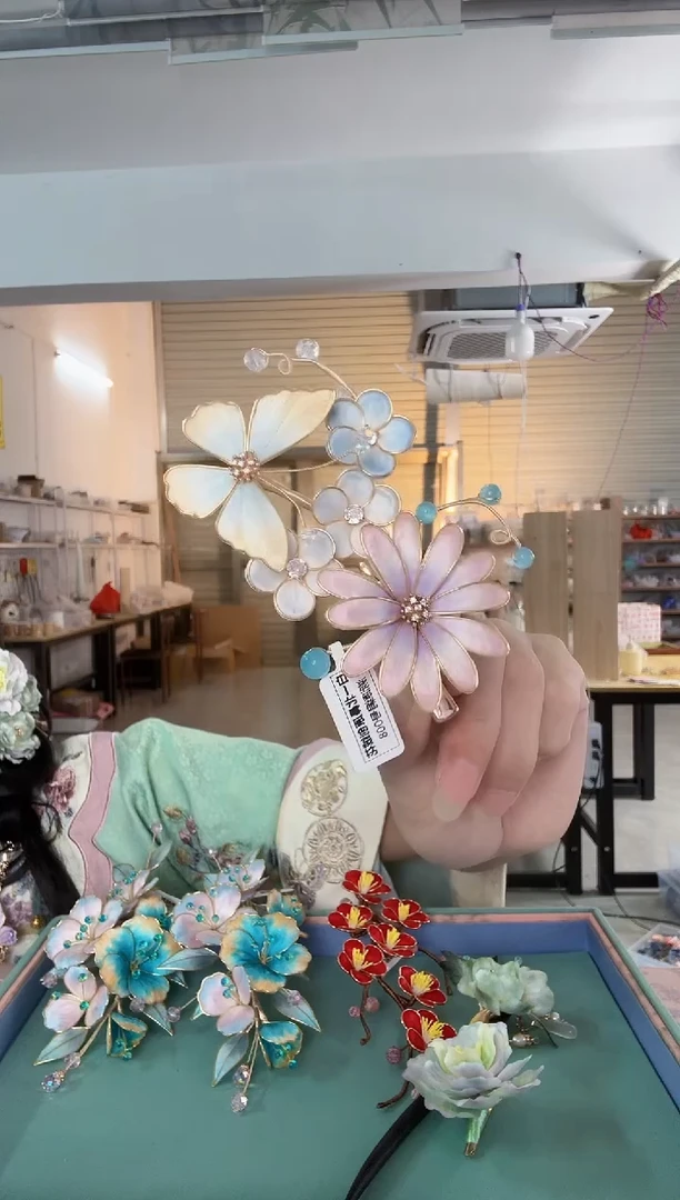 无铜合金347微瑕非遗绒花夹子