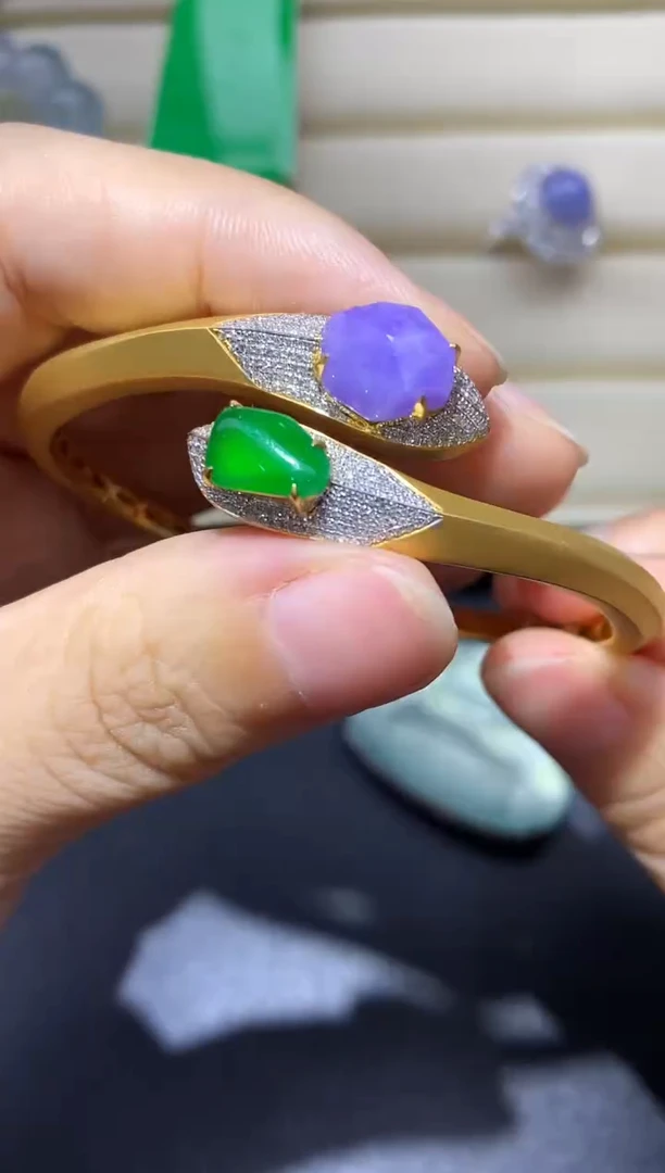 翡翠手镯18K金镶嵌575-中国好珍宝