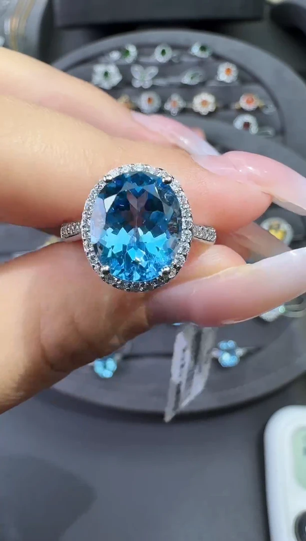 银S925镶嵌戒指托帕石4.0ct【七天鉴赏期】