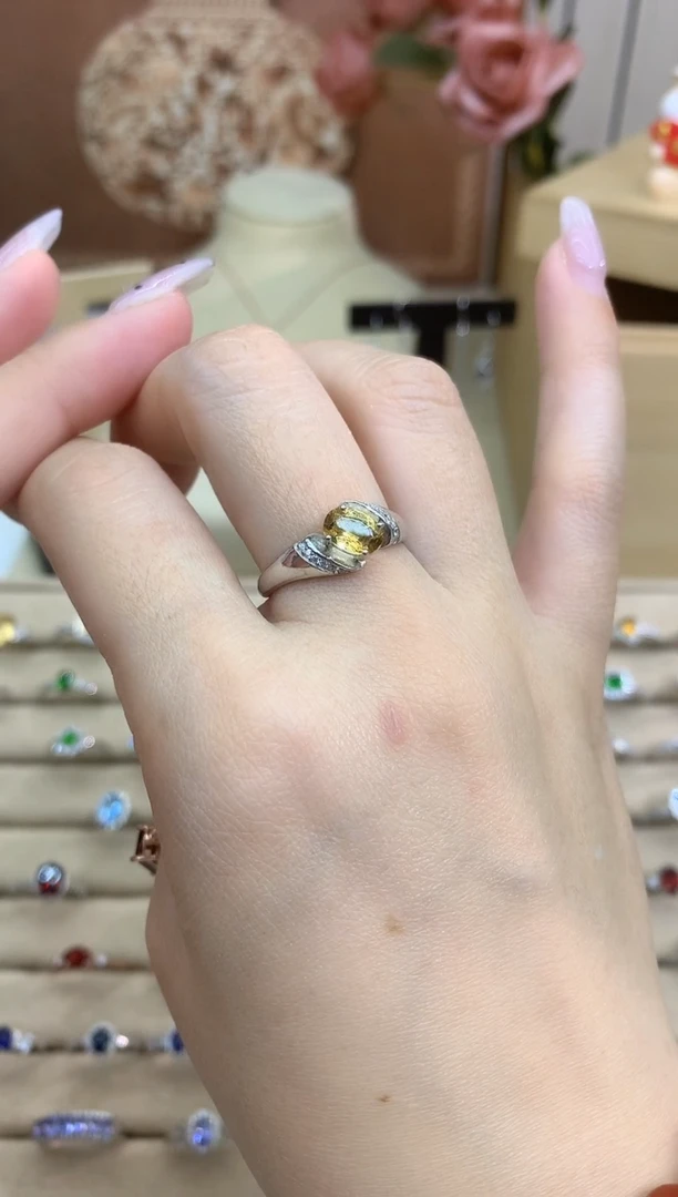 银S925镶嵌戒指黄晶黄水晶