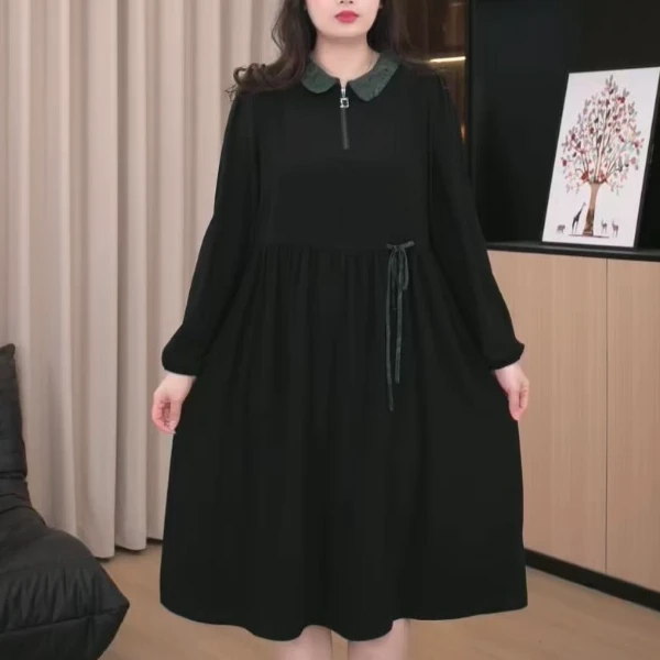 撞色拉链连衣裙240098