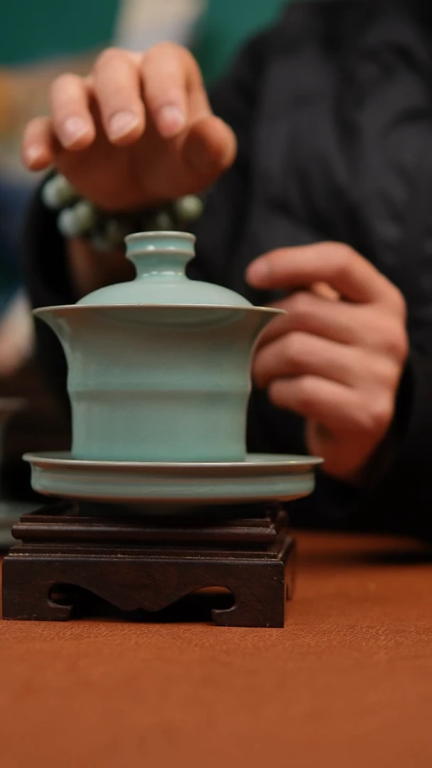 【闪购商品】瓷片仿古竹节马蹄盖碗大瑕福利
