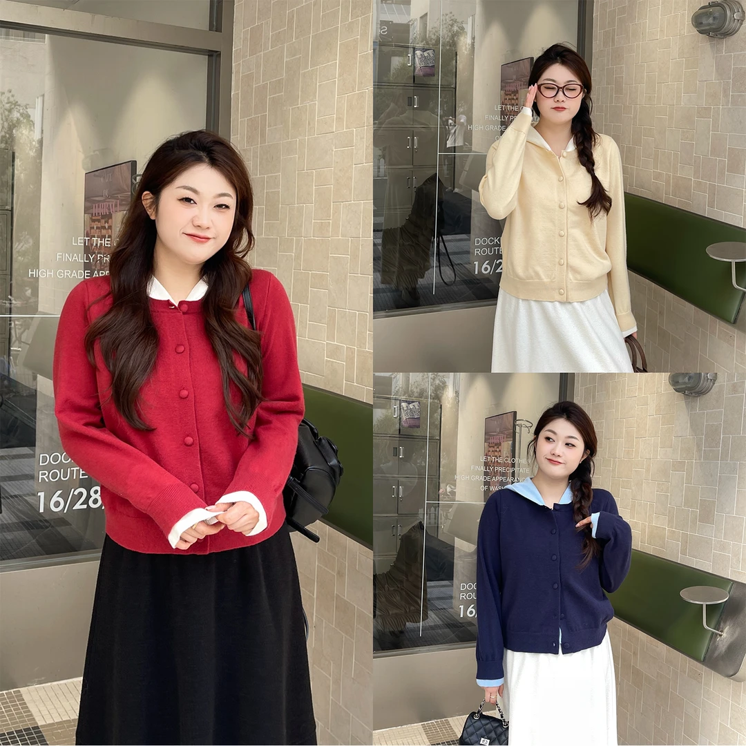 QC裂渡【捕捉温暖】连帽针织上衣女冬百搭显瘦毛织开衫ZY509F36