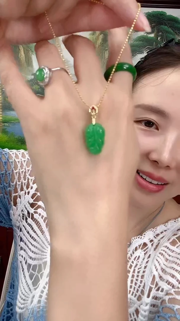 翡翠未镶嵌吊坠(赠链)小叶子X10