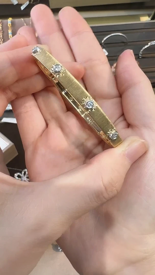 【闪购商品】钻石手镯18K金镶嵌十钻拉丝手镯  16#  17#