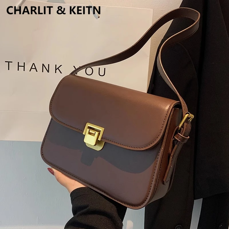 CHARLIT&KEITN斜挎包女包2025新款冬狮岭包包真皮腋下单肩包女款