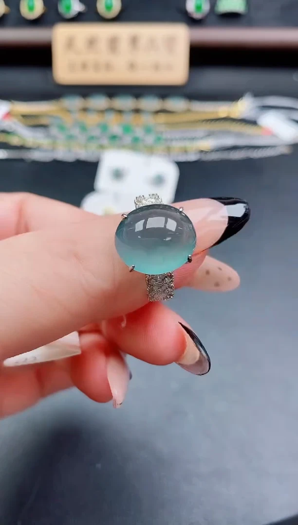 银S925镶嵌戒指翡翠1